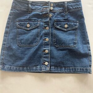 Denim Button-Front Mini Skirt